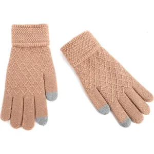 Women's knitted neck-gloves set Verde 12-0480 beige